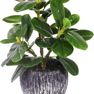 Artificial Potted Plant, Real Touch Artificial Oak Leaves Waterproof Fake Plants Indoor Outdoor