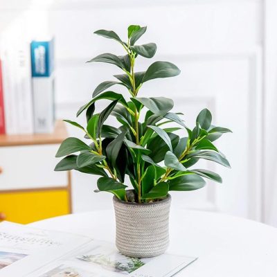 16 inch Artificial Indoor Plants Office Desk Faux Plant Peperomia Leaf Ficus Plant