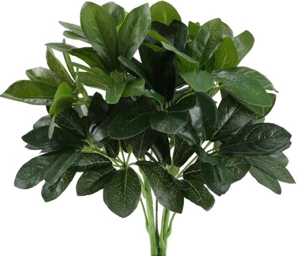 Artificial Shrubs Plants Fake Silk Schefflera Bushes Real Touch Faux Greenery Leaf Arrangements Indoor Outdoor